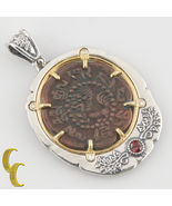 Tíbet Moneda 2 Tono Plateado Bisel Con Turmalina Colgante - €1.178,86 EUR