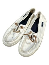 Sperry White Comfort Boat Shoes, Women’s Size 8 Distressed Comfy - $14.01