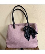 Betsey Johnson Large 3‑Compartment Lilac Pink Embossed Heart Scarf Shoul... - $75.30 CAD