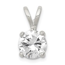 Sterling Silver Round CZ Pendant Charm Jewelry 16mm x 8mm - £13.45 GBP