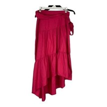 Eliza J Women&#39;s Hot Pink Asymmetrical Ruffle Tie Front Midi Skirt Size 8 - £18.52 GBP
