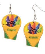 Funky Big CRAYOLA CRAYON BOX EARRINGS Art Drawing School Teacher Costume... - $167.07 MXN