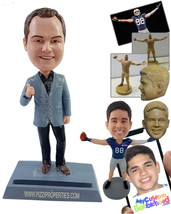 Personalized Bobblehead Elegant man giving a thumbs up wearng a nice jac... - $91.00