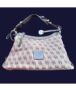 Vintage Dooney &amp; Bourke Signature Monogram Canvas Hobo Bag Leather Trim - $39.60