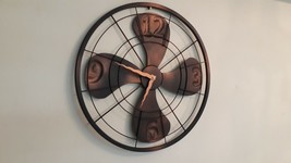 Metal Industrial Black Fan Copper Dust Rustic Vintage 3D Home Decor Wall clock  - £106.22 GBP