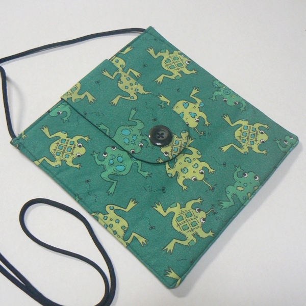 Primary image for Small Square Purse w/ Leaping Frogs Green Print (BN-PUR401)