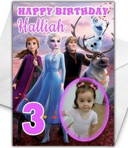 DISNEY FROZEN Photo Upload Birthday Card - Personalised Disney Birthday ... - £4.34 GBP