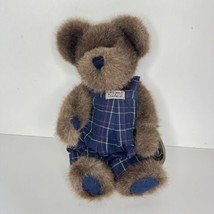 Boyd&#39;s Bears Plush Bear in Blue Plaid Overalls Bearwear Stuffed Toy 10&quot; - £11.25 GBP