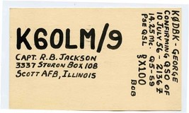 QSL Card K6OLM /9 Scott AFB Illinois 1956 - $13.86