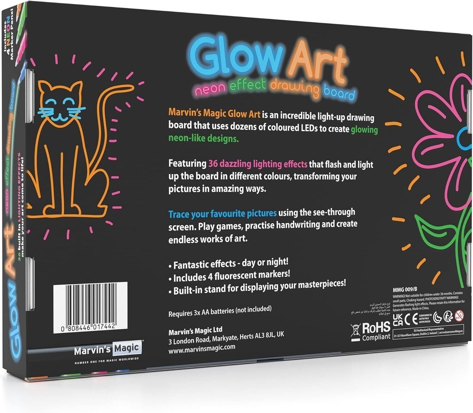 Portable Neon Effect Drawing Board with 4 Fluorescent Pens - Kid's Creative Fun Item image 8