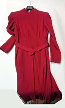 Vestido Mujer de Invierno 90% Lana Rojo Cereza 44 Tejido Crêpe Longitud Midi - £65.39 GBP