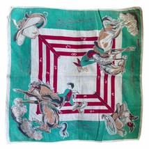 Vintage Childrens Cowboy Handkerchief 1950s Western Theme Hankie - $37.42