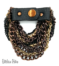 Leather and Chains Bracelet with Biker Chic or Bohemian Style  - $15.00
