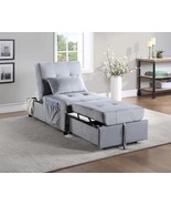 Modern Gray Velvet Lift Top Storage Bench with Pull-out Bed - $8,171.67 MXN Modern Gray Velvet Lift Top Storage Bench with Pull-out Bed - $8,171.67 MXN