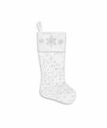 Holiday Time Quilted Velvet Embroidered Christmas Socking White 20&quot; - $344.36 MXN