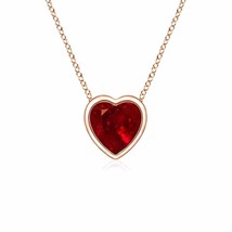 Authenticity Guarantee 
Angara Natural 4mm Ruby Heart Pendant Necklace in 14K... - £591.26 GBP