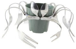 Forked Up Art G07 Stainless Steel Fork and Spoon Flower Crab Sculpture - £30.07 GBP