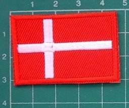 Denmark National Scandinavian Country Flag Patch Emblem Logo 1.2"x1.8" Iron O... - $15.85