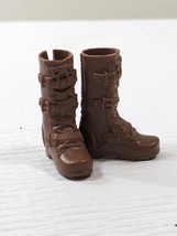 Barbie Doll Shoes Brown Combat Boots moto motorcycle Fashionistas With F... - $13.00