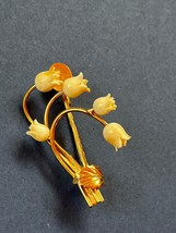 Vintage Cream Pikake Flowers on Goldtone Stems Pin Brooch – 1.75 x 1 and... - $13.09