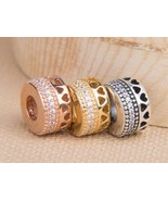 925 Sterling Silver / Rose Gold /14K Gold Plated ,Hearts Spacer Charm Mo... - $21.81 CAD