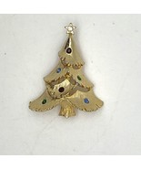 Vintage ART Gold Tone Multicolor Rhinestone Layered Christmas Tree Pin B... - £6.22 GBP