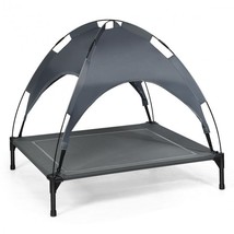 Portable Elevated Outdoor Pet Bed with Removable Canopy Shade(D0102HAE12W.) - £49.82 GBP