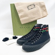 NWT Gucci GG men’s black interlocking G canvas high-top sneakers as 8.5G - £534.32 GBP