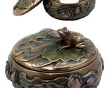 Buddha Zen Frog Sitting On Lily Pad Decorative Trinket Jewelry Box Candl... - $24.99