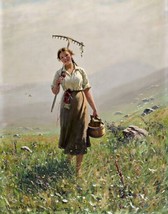 Art Young Woman in the Meadow by Dahl. People Oil Painting Giclee Print Canvas - £6.86 GBP+