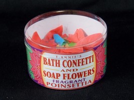 Holiday Bath Confetti Canister w/Poinsettia Soap Flower, Floral Scented - £3.62 GBP