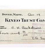 1915 Kineo Trust Company Bank Check E.A. Sampson Dover Maine Signed 7073... - $19.99