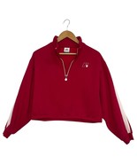 Russell Athletic Sweatshirt Womens Medium Red Quarter Zip Cropped Athlet... - $27.77 CAD