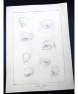 Antique Design Art Sketch Eye Study Annie Horton c.1920 Pencil - $70.15 CAD