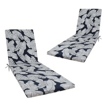 2-Pc Blue Leaf Outdoor Chaise Lounge Cushion Set with Ties - $2,821.16 MXN