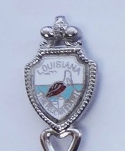 Collector Souvenir Spoon USA Louisiana The Pelican State Cloisonne Emblem Map - £2.34 GBP