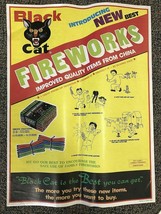 Rare Vintage Li &amp; Fung Black Cat Smoke Crackers Fireworks Poster Firecrackers A - £59.58 GBP