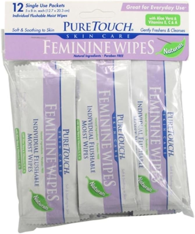 Individual Flushable Moist Feminine Wipes, Single-Use 12-ct - Puretouch (2-Pack) Item image 2