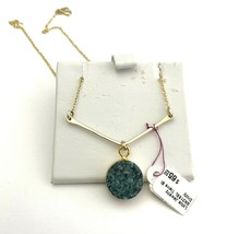 Lotus Jewelry Blue Druzy Pendant on Gold-Tone Chain, New - £18.98 GBP