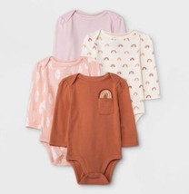 Cloud Island Baby Girls Size 0-3 Months 4pk Short Sleeve Earth &amp; Sky Bodysuits - £14.38 GBP