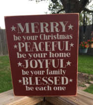 Primitive Country T2227 Merry Be Your Christmas Wood Block - £15.94 GBP