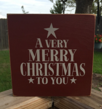  Primitive Country T2234 A Very Merry Christmas Wood Block - £11.95 GBP