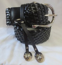 Michael Michael Kors thick braided bonded leather belt size XL Black - £19.66 GBP
