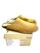 Clarks Suede Men Faux Fur Lined Clog Slippers- Brown, US 12M *used* - £14.70 GBP
