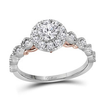 14kt Two-tone Gold Round Diamond Solitaire Bridal Wedding Engagement Ring 3/4 - £1,095.61 GBP