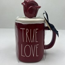 Rae Dunn Disney Princess Red Mug with TRUE LOVE Inscribed White Lid w Red Rose - £22.42 GBP