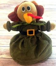 Vintage Fall Turkey Plush Reversible Chipmunk Stuffed Decoration 8&quot; Shelf Sitter - £21.57 GBP