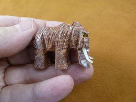 (Y-WOO-34) little red white Woolly pachyderm SOAPSTONE stone figurine ef... - $157.99 MXN