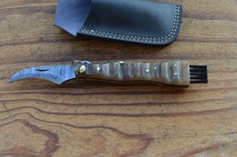 vintage damascus custom made mushroom folding knife From The Eagle Collection 5a - $49.49