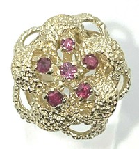 Red Spinel Cluster Bow Ring REAL SOLID 14 K Yellow GOLD 9.4 g SIZE 6.75 - £664.32 GBP
